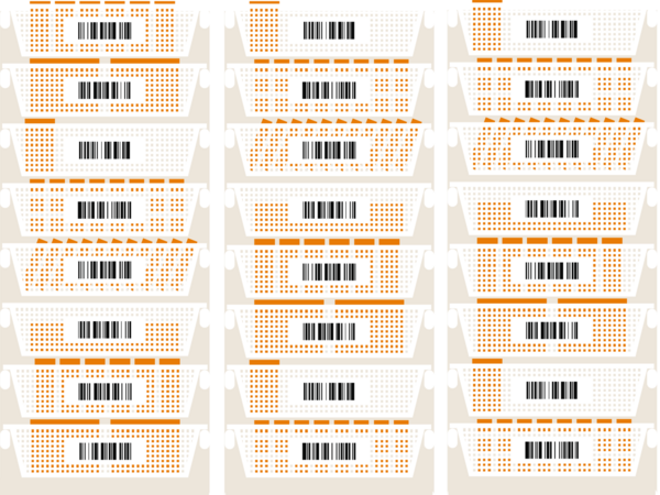 Schiebekörbe mit Barcode im Materialschrank, Hospital LogiServe füllt verbrauchtes Material mit eigenen Versorgungsassistenten wieder auf Schiebekörbe mit Barcode im Materialschrank, Hospital LogiServe füllt verbrauchtes Material mit eigenen Versorgungsassistenten wieder auf